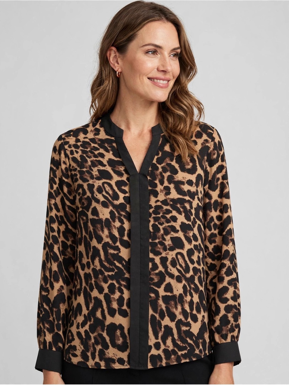 SHEIN Leopard-Print Blouse in Tan and Black